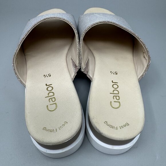 Gabor platform leather slip on sandal shoes Sparkly Beige Size 7.5 US - Picture 6 of 7